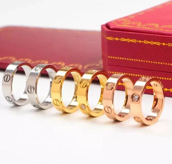 Designer de vendas a quente, marca de 6 mm de espessura anel de amor 18k rosa de prata dourada rosa aço inoxidável Letter Rings Rings Momen Homens Jóias de casamento EUA Big Size 6 7 8 9 10 11 12