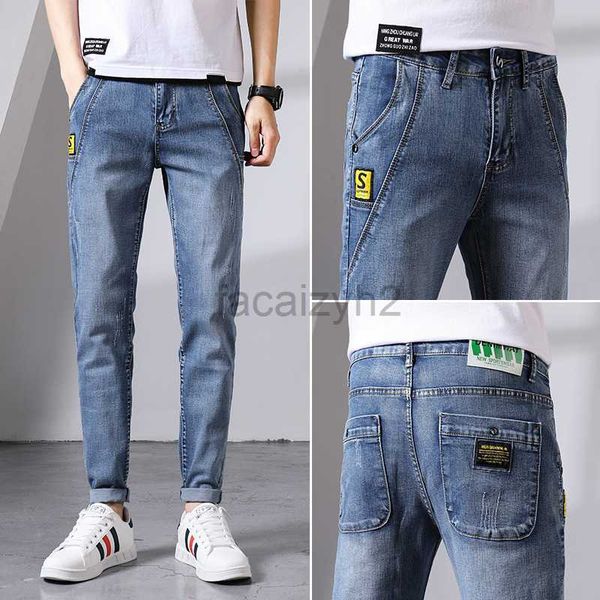 Jeans masculinos 2022 Spring New Jeans Men's Jeans coreanos edição slim fit pés elásticos calças calças de jeans respiráveis masculinas de tamanho grande