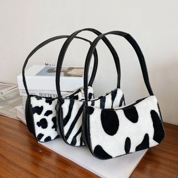 Bolsa macia Mulheres macias bolsa Totes outono de inverno moda animal vaca zebra garra bolsas de viagens casuais de viagens casuais