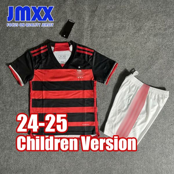 JMXX 24-25 Flamengo Child Soccer Jerseys Kit Home Away Kid Uniformes camisa de futebol de camisa 2024 2025 Top e shorts Versão infantil