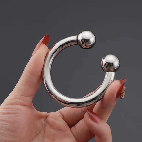 Nxy Cockrings Anel de aço inoxidável anel Cing C Forma Cock Rings Scrotal Massager Bondage Earded Ejaculation Sex Toy para homens 18 240427