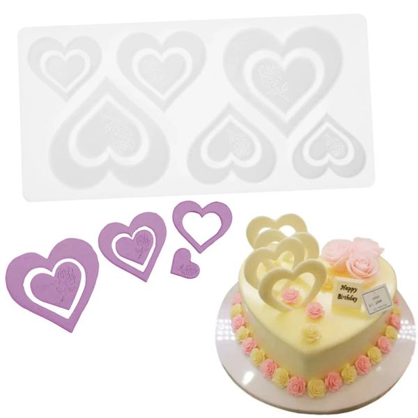 Stampi 3d romantico cuore rosa silicone cioccolato torta di decorazione di torte di decorazione cupcake cookies silicone muffin padella da forno