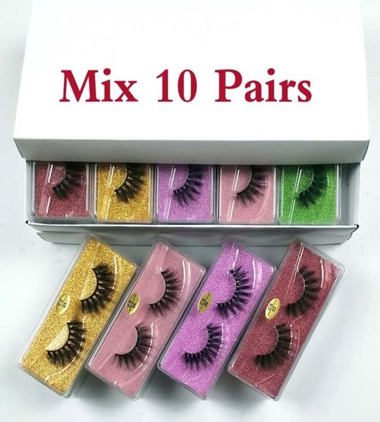 10 pares 3d Natural Longo Faux Mink Pack Eyelashes Maquiagem Falsa Lashes em Bulk8363964 303 3