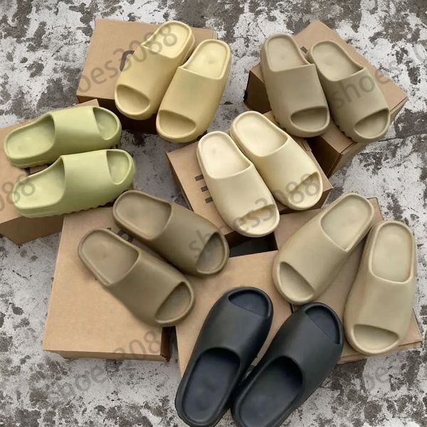 Corredores de espuma Sandálias de designers designers slides masculinos esportes de areia plana casual slides casuais chinelos de resina óssea Onyx Sand Ochher Shoes Sapatos Mulheres Sh01