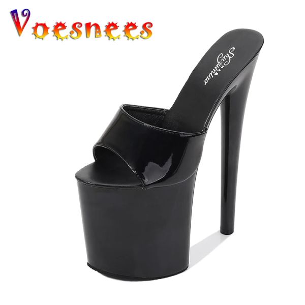 Botas Voesnees Slippers Summer High Heels 15 17 20 cm Slides de cores sólidas mulheres Sexy Plataforma Salto fina