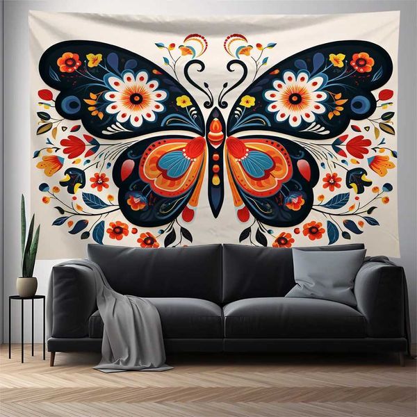 Arazzi Arazzi Colorful Butterfly Serie Serie di sfondo Ins Nuova decorazione per casa nordica soggiorno camera da letto arazzi decorativi