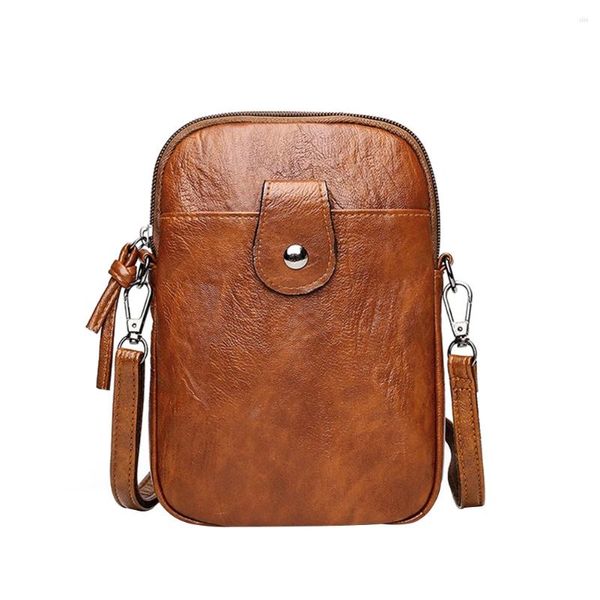 Bolsa de dinheiro bolsa de telefone PU PU couro retrô multifuncional Mulheres de ombro de ombro para crossbody para compras de compras ao ar livre