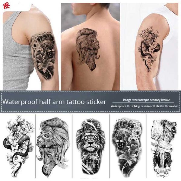 Transferência de tatuagem 210 * 114mm Dragon Snake Lion Tattoo Adsether para homens e mulheres Impressão de transferência de cores em preto e branco