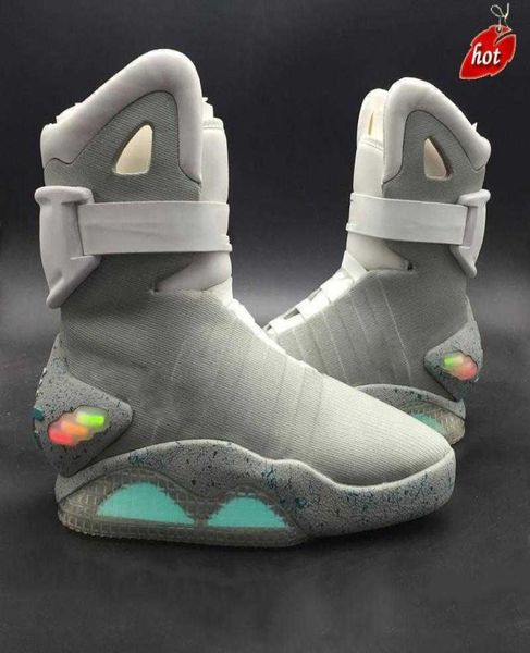 Sandalet Sandalet Kaliteli Hava Üst Mag Geleceğe Geri Dönüş Marty McFly039s Led Basketbol Ayakkabıları Karanlık Aydınlatma Glow Gray MART9741772