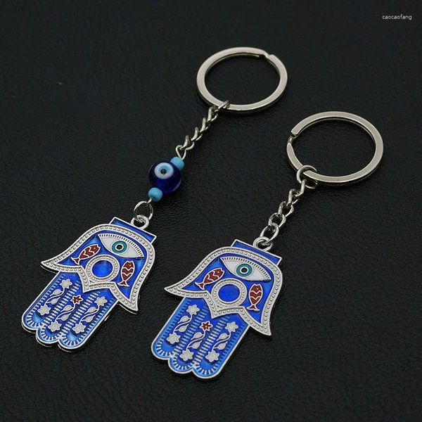 Figurine decorative in lega 1 pc Hamsa Key Chain Tey Chain Turkish Eye Eye Eye Fatima Dripping Palm Ciondolo