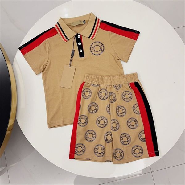 Brand Designer Polo Shirt Set Summer Pure Cotton Cotton di alta qualità per bambini Temperamento casual di fascia alta uomo e donne Set di bambini Dimensioni da 90 cm-150 cm A1