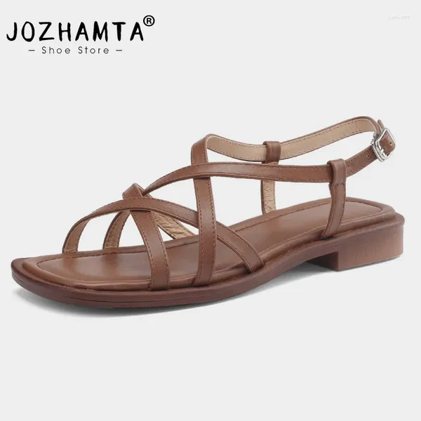 Lässige Schuhe Jozhamta Größe 34-43 Frauen Gladiator Sandalen echte Lederstrappys Flats Sommer 2024 Daily Beach Ander Heels