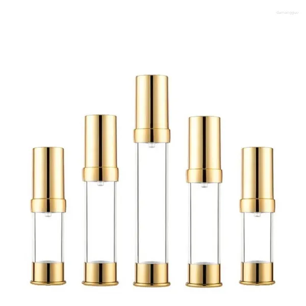 Garrafas de armazenamento 30/50pcs Bombea de vácuo sem ar a ar 15 ml 20ml 30ml de lotes de plástico de prata de ouro de 30 ml recipiente de spray cosmético