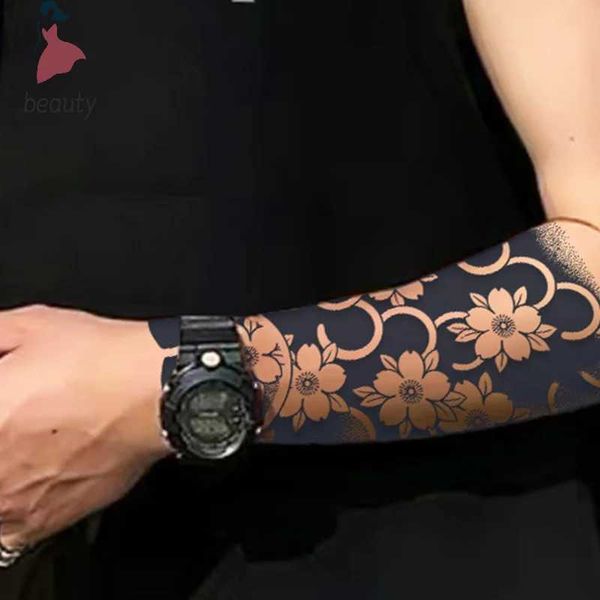 0OOX Tattoo transferência de moda onda de cerejeira Blossom Stripe Impermeável Tattoo Tattoo Stickers para mulher Man Body Arm Taxa Tattoos 240427
