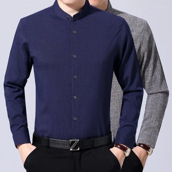 Männer lässig Shirts 5 Farben Geschäfte für Männer Langarm solide Frühlingsqualität Easy Care Komfortable Slim Fit Camisas de Hombre