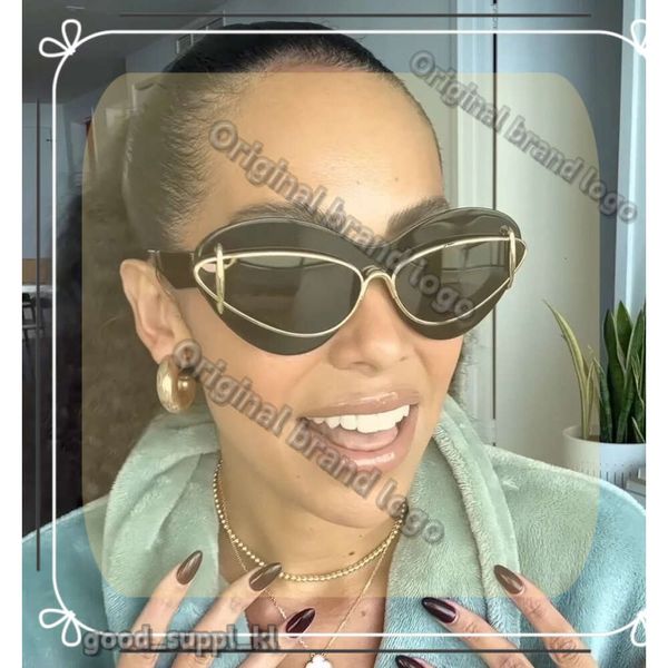 Модельер-дизайнер Loeweee Солнцезащитные очки для женщин ацетат металлическая рама кошка Loewew Bag Glass Glass Summer Avant-Gard Style Quality Quality Antiroltraviolet с 464