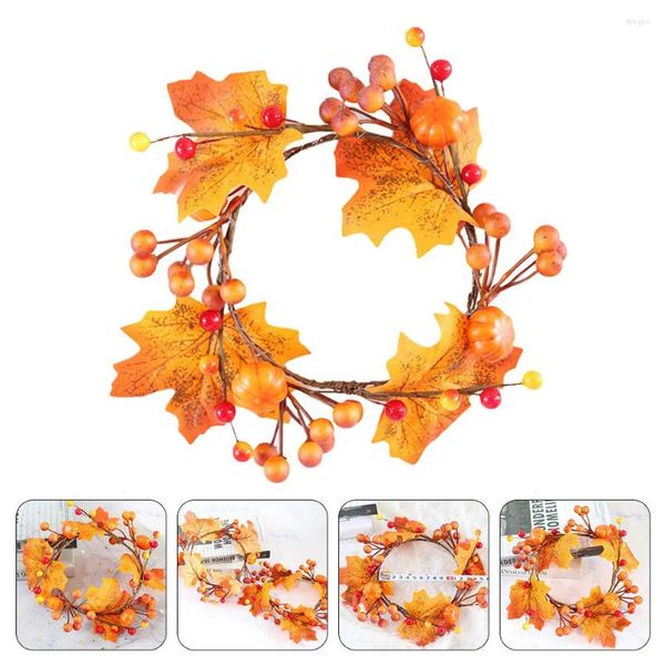 Flores decorativas Fall Garland Maple Pumpkin Wreath Wreath