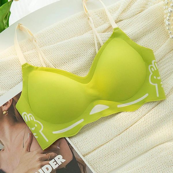 Bras Summer Traceless Ice Silk Girl НЕДВИЖЕНИЕ БЕЗ СТАЛЬНОГО КОЛЬЦА Бюстгальтера Лолита Сексуальная красавица спина маленькая грудь сбор груди