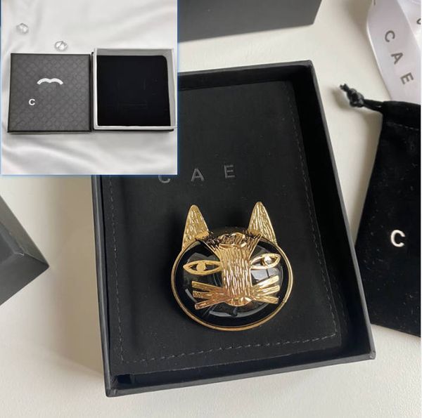 Boutique 18K Gold-plattierter Brosche Marke Designer neuer Katzenkopf-Form modisch charmantes Mädchen Brosche hochwertige Boutique Geschenkkleidung Brosche Box