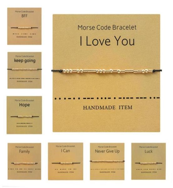 Serie di codice Morse della catena Link Morse Braccialetti di braccialetti aperti per donne uomini San Valentino Amicizia Gold String Regolabile Regolabile 4867546