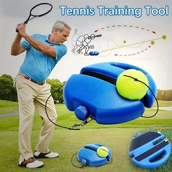 O tênis melhora suas habilidades de tênis em qualquer lugar com bolas de rebote e base de corda elástica perfeita para treinamento interno e externo