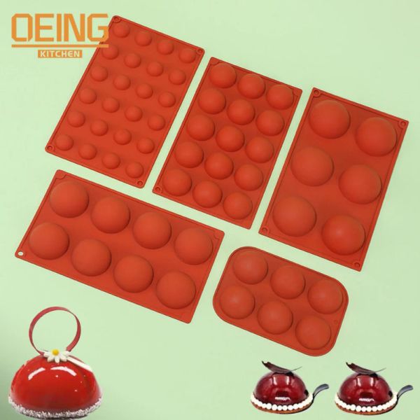 Moldes Bola 3D Bola redonda Meia esfera Moldes de silicone para panificação DIY Pudim Mousse Chocolate Cake Mold Kitchen Acessórios Ferramentas