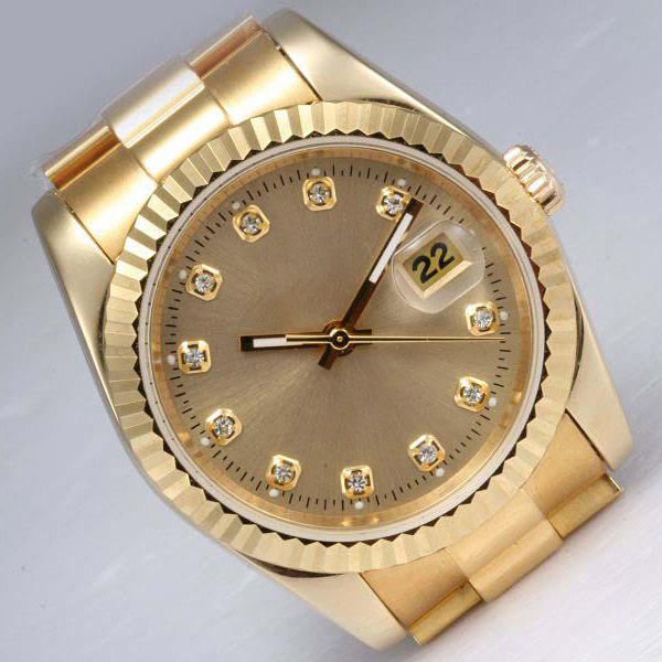 Womens High Quality Watch Gold Lady Lady Automatic Full Gold Diamond Markers com Dial Golden Casal Watch Lady Watchs Woman Wrist Watch Watch Watch Watch 26mm com caixa