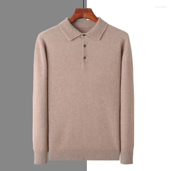 Blusas masculinas Mink Cashmere Sweater Outono e Polo Polo de inverno Polo de abacaxi espesso agulha de abacax