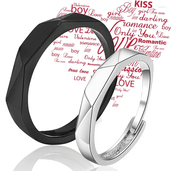 Кластерные кольца 2pcs Романтическая пара для женщин Мужчины панк черный белый вечно навсегда кольцо любовь