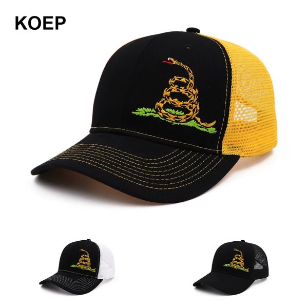 Softball koep novo tipo Não pise em mim chapéu de cobra para homens homens pretos brancos no verão beisebol malha snapback hats de pai frete grátis