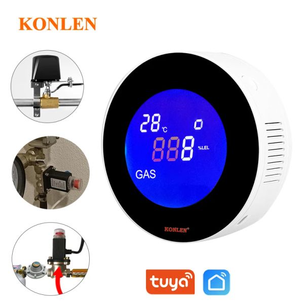 Moduli Wifi Tuya Detector per perdite di perdite Smart Life GLPG CH4 Perdita di allarme di perdita con altero del manipolatore della valvola del solenoide Sensore di temperatura