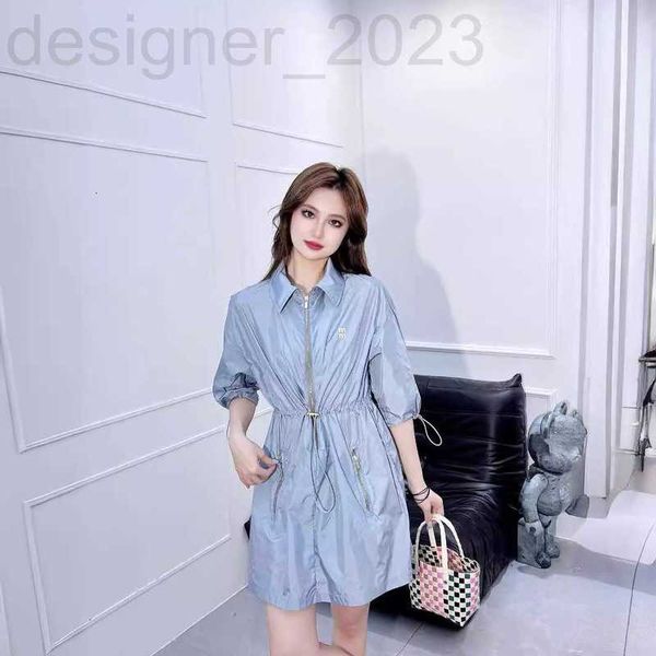 Abiti casual di base Designer 2024 Summer Womens Blue Letter Stampare Solido Candida Cash Short Dress Q92i