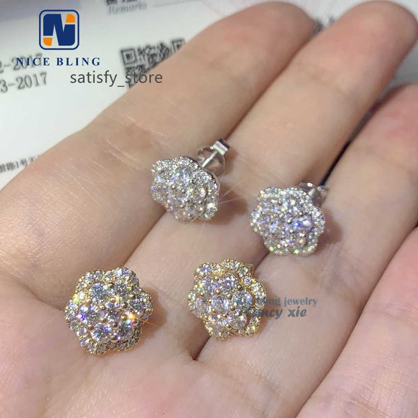 Hot Wholesale Ladies Únicas pequenas fantasias brilhantes 10k Diamond Diamond Moissanite Ear Brincos