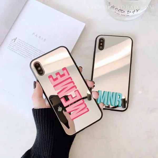 Case di telefonia cellulare Lettere iniziali personalizzate Custodia specchio per iPhone 13 Pro 12 Pro Max SE 2020 Copertura soft per iPhone 11 Case 8 Plus XS XR 6 7 Plus J240426