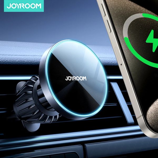 Stands Joyroom Magnetic Car Montar o carregador de carros sem fio para o suporte para iPhone 15W portador de telefone de carro magnético Montar carregamento rápido sem fio