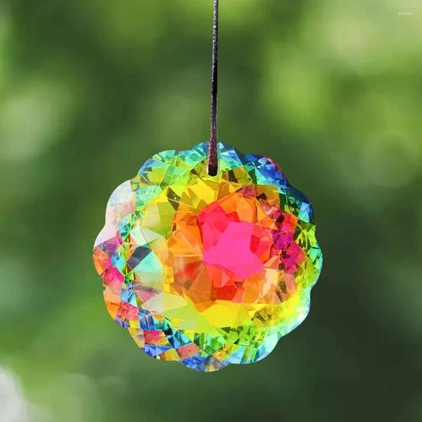 Figurine decorative da 45 mm Rainbow Mandala Crystal Prism Caratcher Suncher Decorazioni pendenti Brilliane Colorful Sun Floro Parti di lampadario Sostituzione