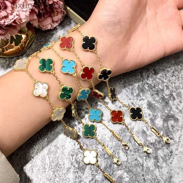 Van Clover Bilek Tasarımcı Jewelrys Marka Klasik Klasik Dört Doğal Fritillaria Turkuaz Beş Çiçek Moda Koreli Çift