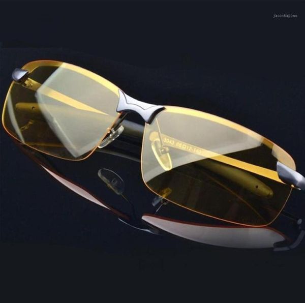 Óculos de sol polarizados vintage Men Night Vision Goggles Antiglare Square Glasses Amarelo Lens Men039S Driver de carro Driving5965823
