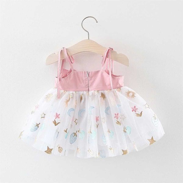 Abiti da ragazza Summer Girls Dress Dress Girl Girl With Wings Stars Moon Cartunone ricamo a patchwork Mesh Dress