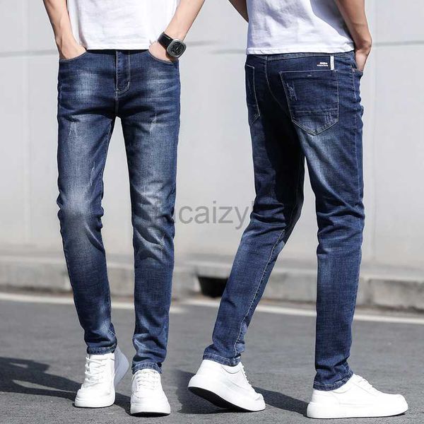 Herren Jeans Frühling/Sommer Neue Herren Jeans Trendy Elastic Slim Fit Deep Blue Leggings Edition Herrenjugend Jeans Plus Size Hosen