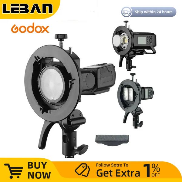 Студийная оригинальная кронштейна Godox S2 Mount Mount Flash Stype для Godox V1 V1860II AD200 AD400PRO Speedlite Flash Snoot Softbox