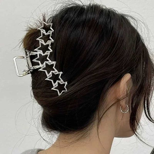 Haarklammern Barrettes hohl Stern Damen Klaue Y2K süße Silber Pentagramm Herzgeformte coole Mädchen Charme Trend Clip Beauty Accessoires