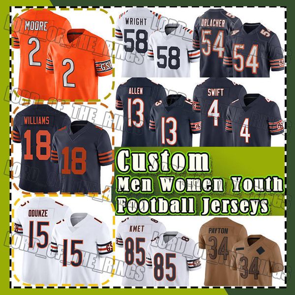 Caleb Williams Walter Payton Football Trikots DJ Moore Rom Odunze D'Andre Swift Walter Payton Jaquan Brisker Keenan Allen Cole Kmet Tremaine Edmunds Darnell Wright