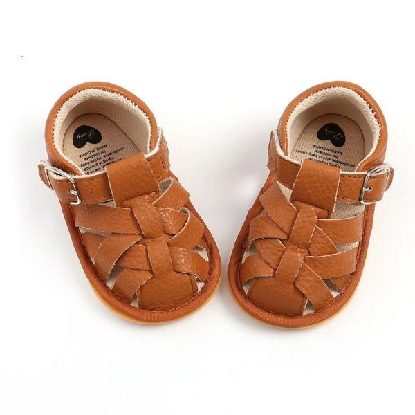 Born Bebek Bebek Yaz Sandalet İlk Yürüyüşçüler PU Slip Yürüyüş Ayakkabıları Anti-Slip Yumuşak Sole Sandal Erkek Bebek Kız Ayakkabı 240422