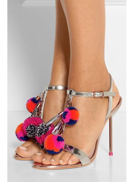 2019 New Style Ladies in pelle brevetto in pelle da 9 cm con tacchi altissima pepepte metal hels Sophia ball webster sandals 34421810419