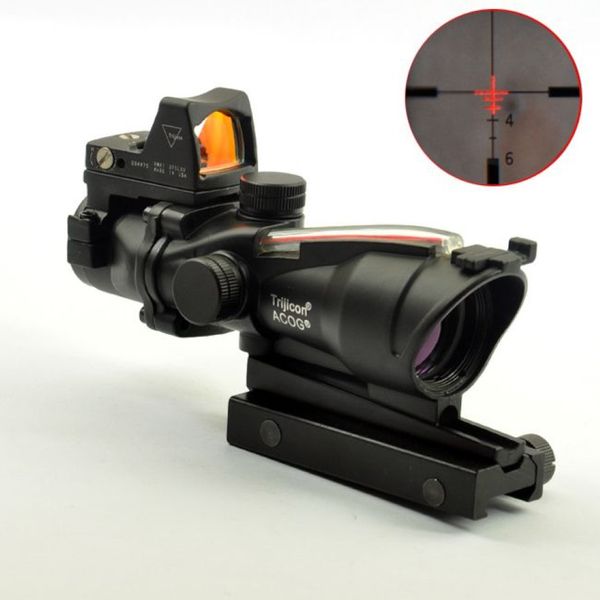 Trijicon Acog Style 4x32 настоящий волокно -источник красный или зеленый перекрестный прицел с Micro Red Dot307u