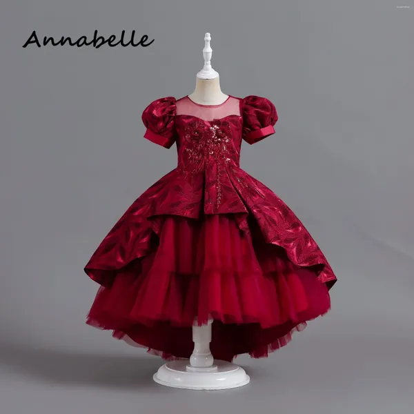 Девушка платья Annabelle Цветочная церемония платье для свадебной принцессы Pufpy Luxury короткие рукава Элегантная вечеринка Рождество