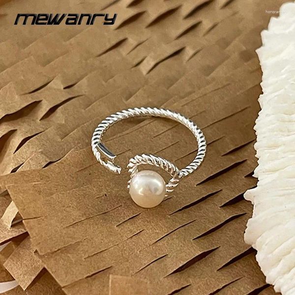 Кластерные кольца Mewanry Silver Color Lines Twist Pearl Ring для женщин творческое сладкое сердце геометрическое свадебная вечеринка жених