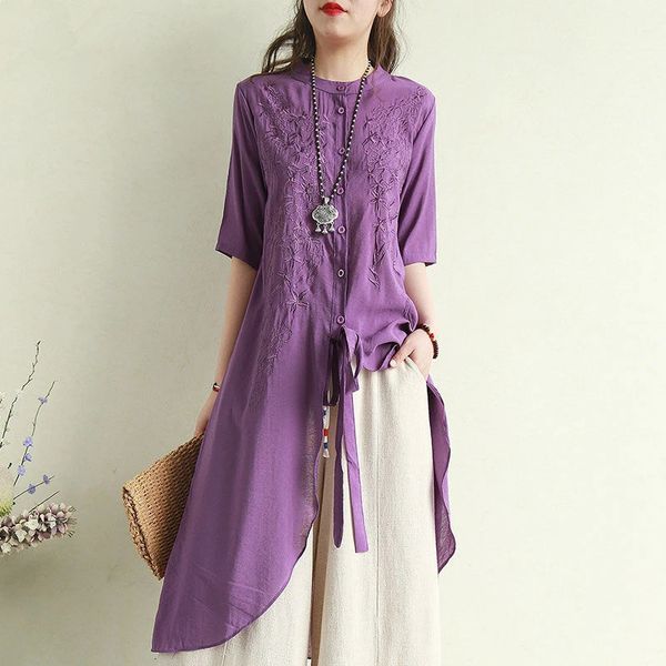 Hindistan Pakistan Giysileri Kadınlar Hint sari bluz gömleği kadınlar gevşek gündelik kısa kollu boho etnik uzun bornoz kıyafetleri 240418