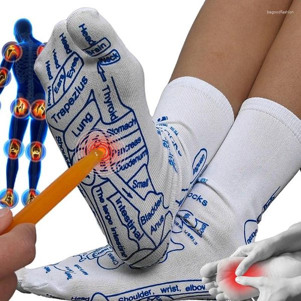 Женские носки массаж акупрессура для мужчин облегчает уставшую рефлексологию ног точка английская иллюстрация в средней трубе домашние чулки